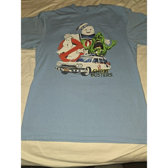 Ghostbusters Graphic T-Shirt Blue Stay Puft Slimer Ecto-1 Car 2022 Mad Engine... - Picture 2 of 8